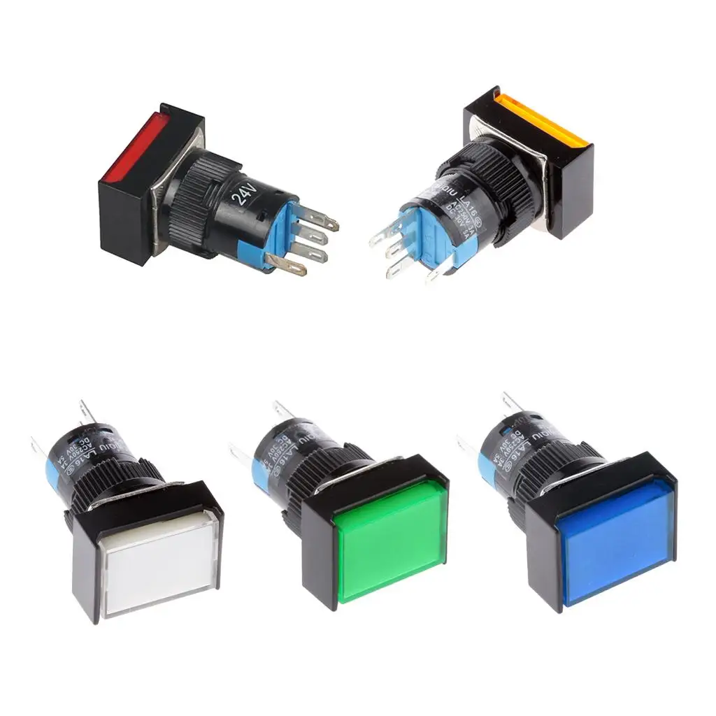 16 мм кнопочный переключатель мгновенного прямоугольного светодиодной лампы