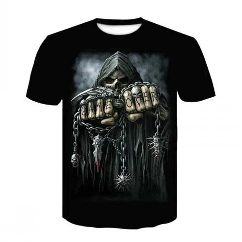 

New Skull series 2023 men's short-sleeved printed t-shirts fashion trend street wear boys hip hop t-shirts for men or women