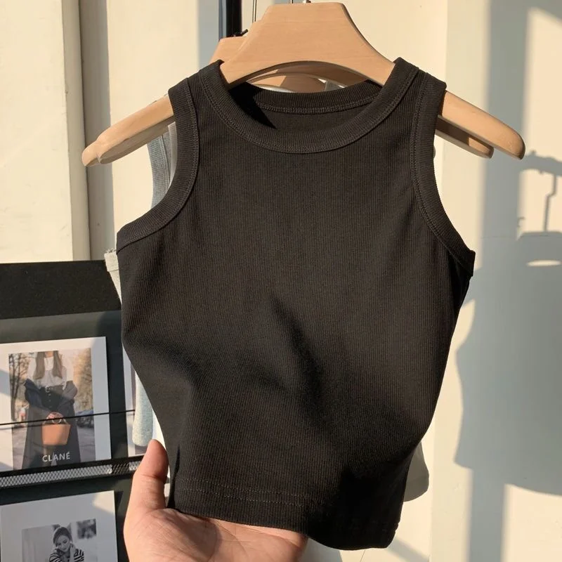 

Майка женская хлопковая в рубчик, мягкая эластичная дышащая рубашка без рукавов, бюстье, уличная одежда с завышенной талией, Y2K, на лето