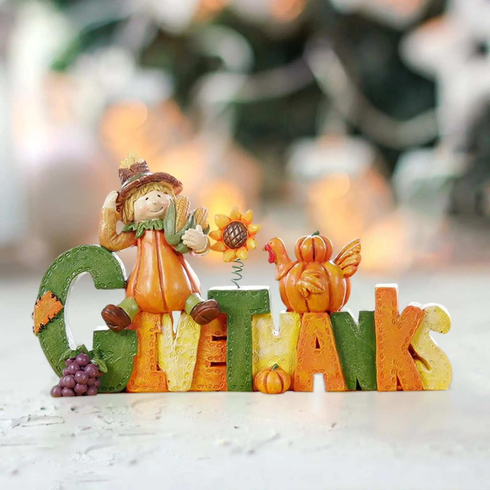 

Autumn Harvest Ornament Figurine Colorful Resin Thanksgiving Ornaments for Halloween Fireplace Tabletop Decor Family and Friends