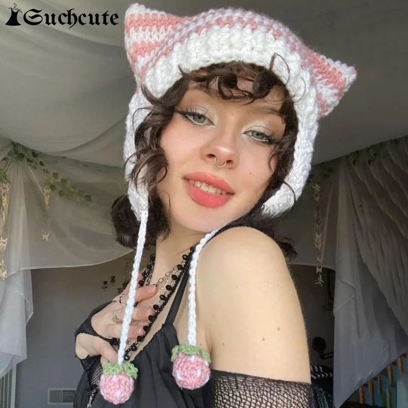 

Вязаная крючком Шапка-бини в полоску, в стиле Kpop