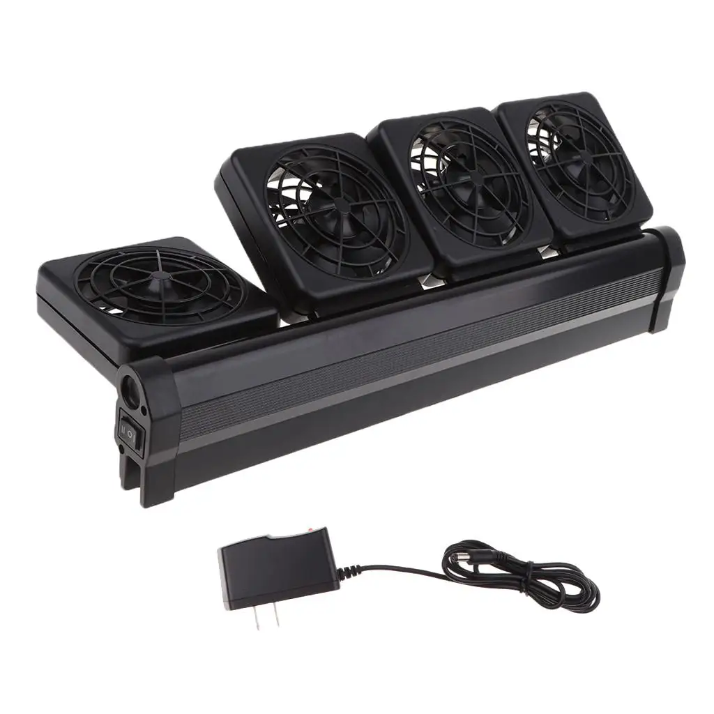

4 Head Aquarium Cooling Fan Fish Tank Cooling Fan With 12V Adapter US Plug