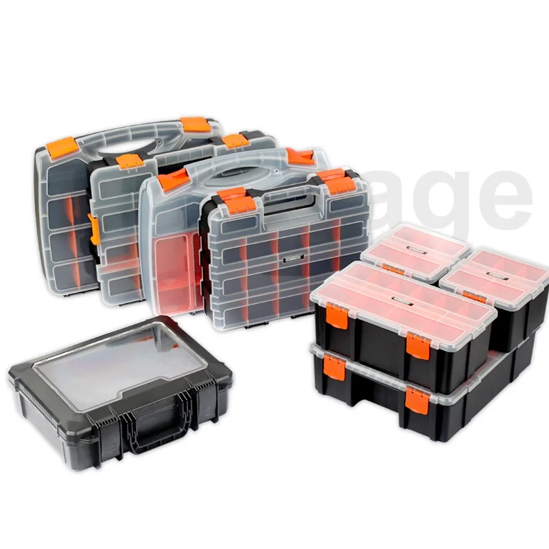 

Портативный ящик для инструментов, чемодан с пластиковым отсеком, ящик для хранения компонентов, органайзер для комбинированных деталей, съемные разделители, винты