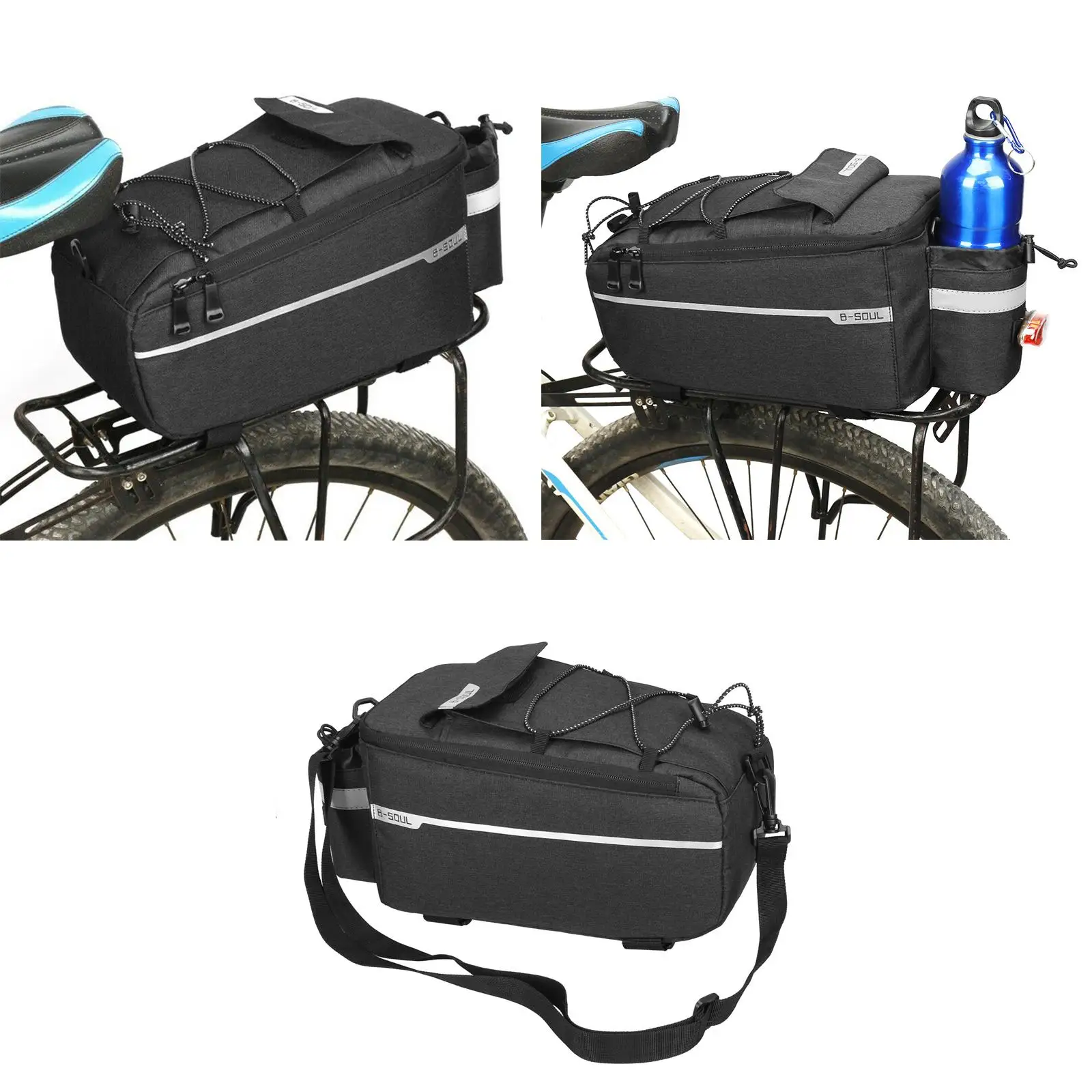 

Bike Saddle Rear Pack Waterproof Tail Bag, Black/Gray
