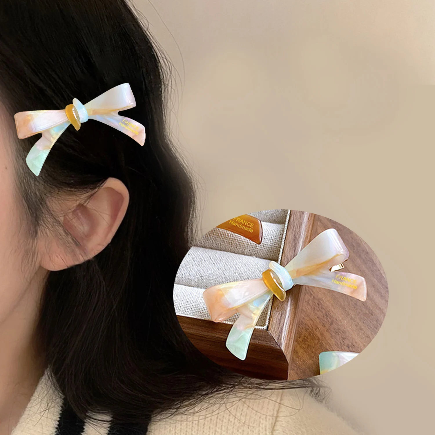 

Sweet Bow Hairpin Korean Style Vintage Acetate Duckbilled Hair Clips For Women Girl Colorful Bang Side Barrette Hair Accessories