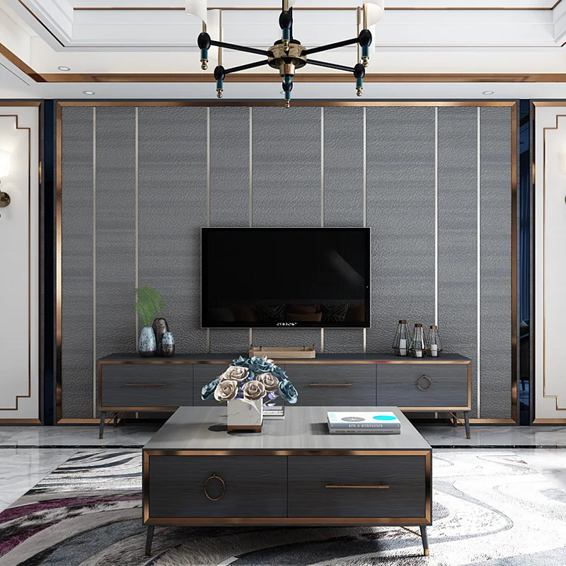 

Modern Living Room Sofa TV Background Wall 3D Three-dimensional Deerskin Velvet Wallpaper Vertical Stripes Bedroom Full Pavement