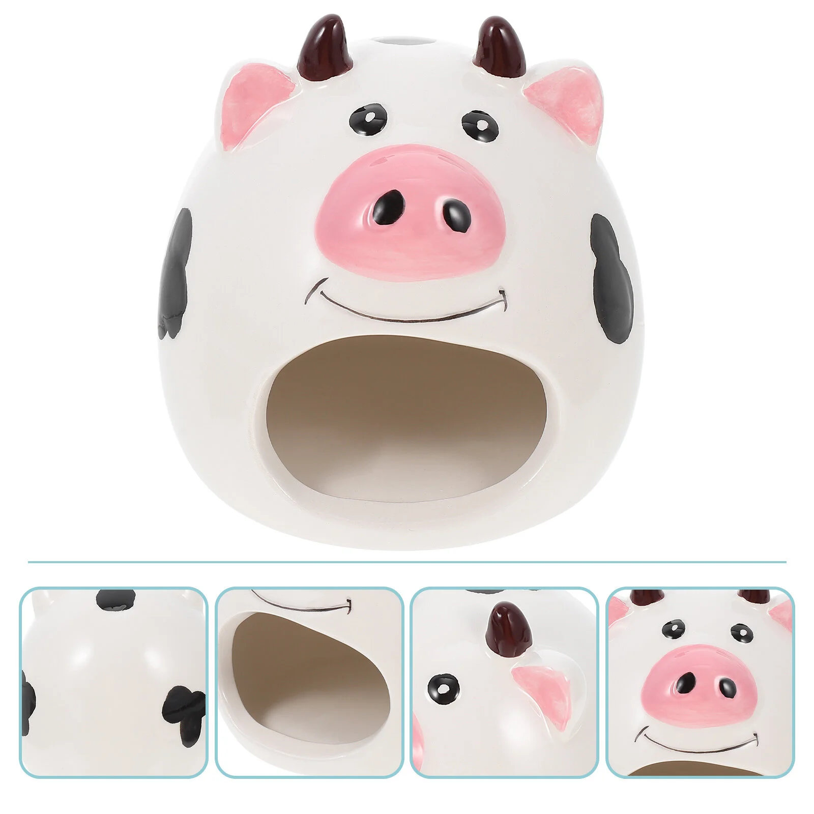 

Cage Summer Cooling Nest Small Pet Hiding House Pets Supply Log Cabin Decor Decorate Cow Shaped Hamster Houses Ceramics