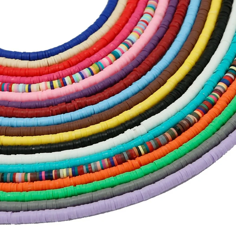 

3/4/5/6mm Bracelet Flat Round Polymer Clay Beads Loose Spacer Beads for Jewelry Making DIY Needlework Bracelet Necklace Earrings