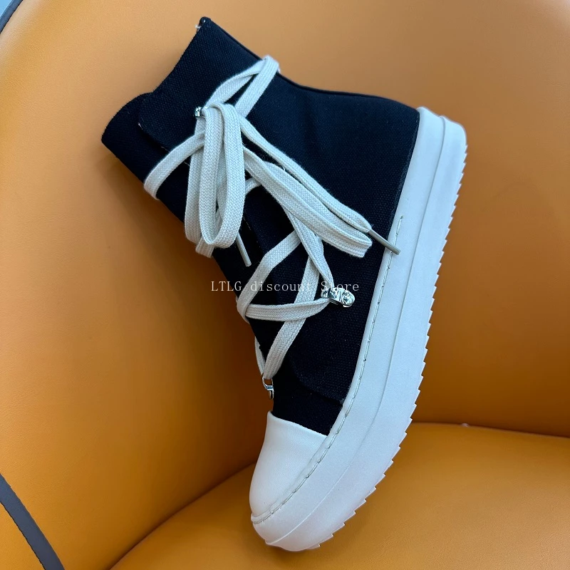 

2023 Rick Owens boots High Top Sneakers Platform Men's Shoes Women Sneakers Oween Designed Causal Flats Zip Ankle Botas Size 44