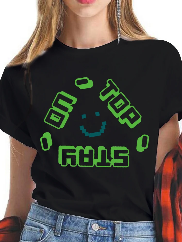 

Summer Short Sleeve Letter Print Top T Shirt Lady Casual Fashion Women T-shirt Funny Cartoon Female Tshirts Graphic Tee T-Shirt