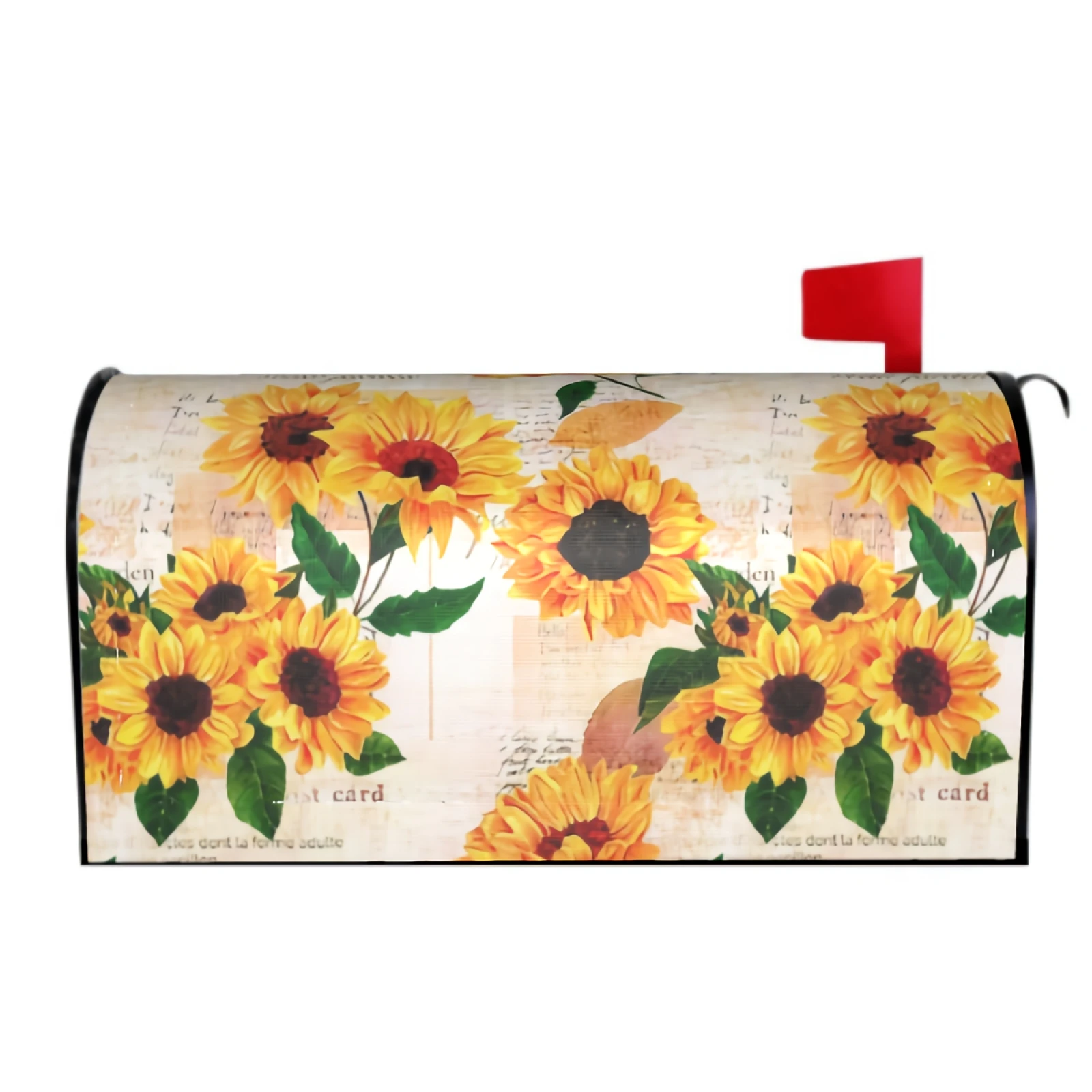 

Sunflower Mailbox Covers Magnetic Autumn Flower Mailbox Wraps 21" X 18" Waterproof Vintage Yellow Floral Post Letter Box Cover
