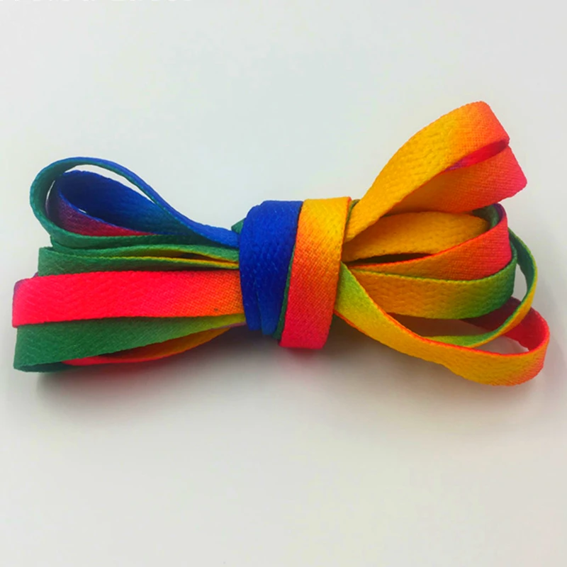 Weiou High Quality Accessory 8MM Heat Transfer Polyester Printed Strings Rainbow Canvas Bootlacets Luxury Unisex Cordon 100Pairs