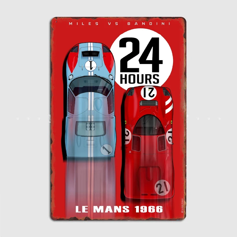 

24 Hours Le Mans 1966 Poster Metal Plaque Wall Pub Home Wall Plaque Custom Tin Sign Posters Room Decor