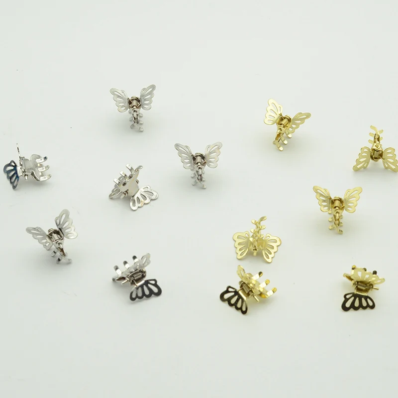 

50PCS 2.0cm Silver Gold Filigree Butterfly Metal Hair Claws Clip Hairgrips for girls Jaw Hairpins For Kids Lead Free Nickle Free