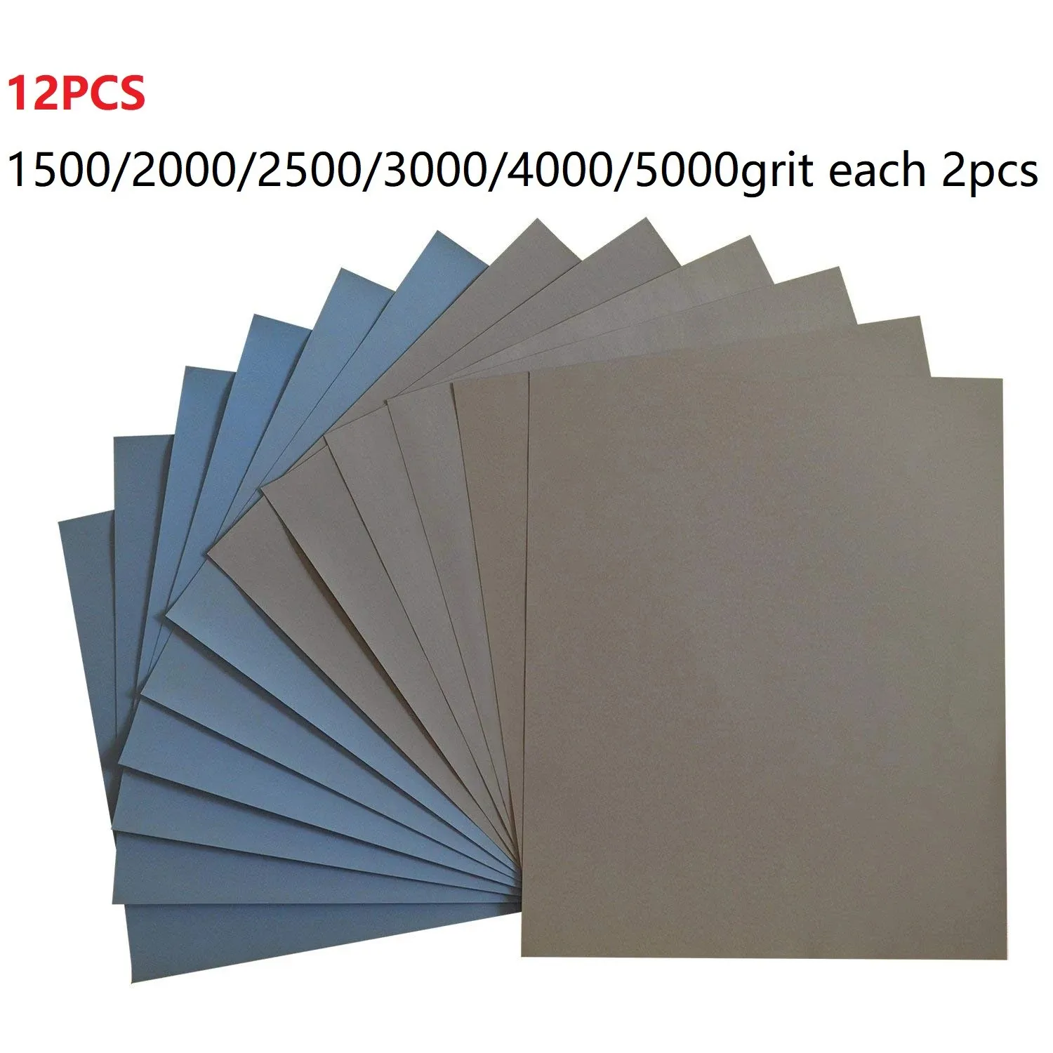 12Pcs 23x28cm Sandpaper Sheet 1500/2000/2500/3000/4000/5000 Grit Wet Dry Sandpaper Metal Glass Wood Wall Polishing Grinding Tool