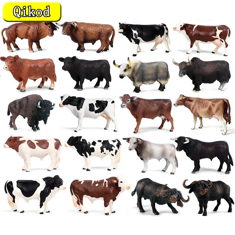 

Simulation Cute Farm Animals Milk Cow Cattle Calf Angus Bull OX Buffalo Model Action Figures Educational Pvc Cute Toy Kids Gift