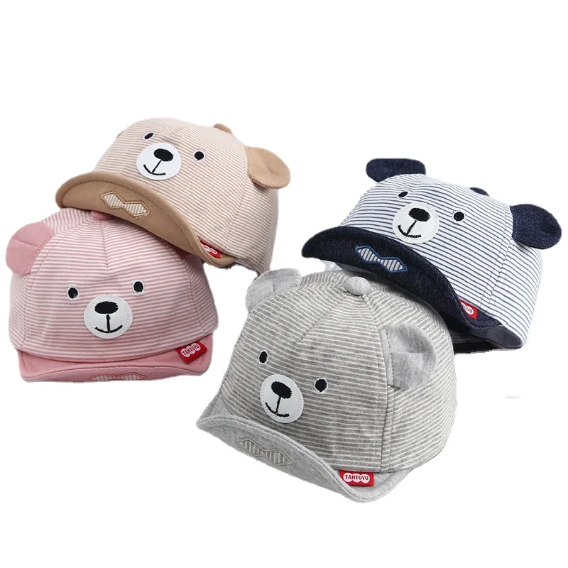 

Spring Summer Baby Cap Infant Kids Bear Cute Cartoon Caps Cotton Sun Hat Toddler Girl Outdoor Visor Hats Accessories 6-36 Months