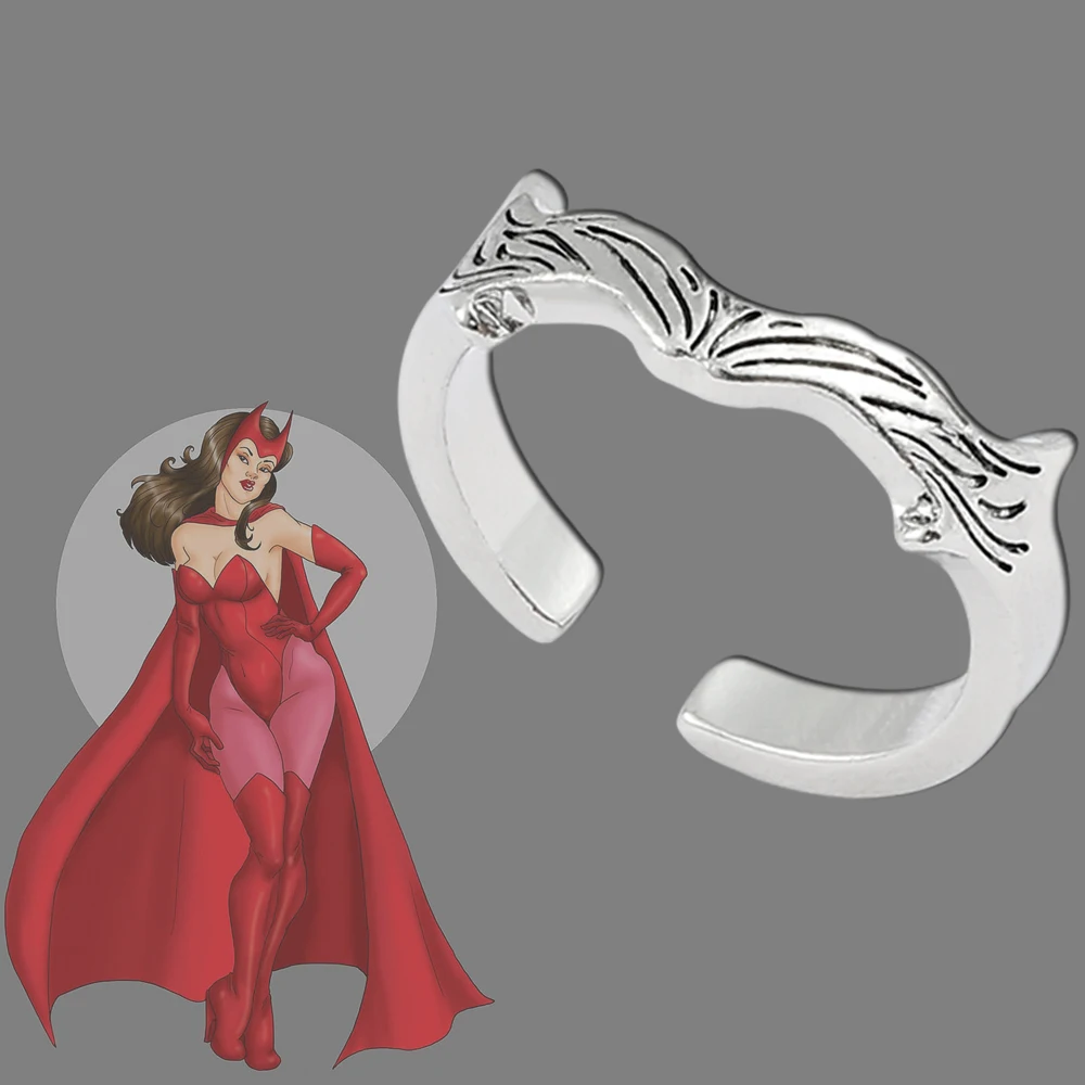 Мстители, супергерой, Алая ведьма, Ванда, Django Maximoff, Металлические Открытые Кольца, женские периферийные искусственные кольца Мстители, супергерой, Алая ведьма, Ванда, Django Maximoff, Металлические Открытые Кольца, женские периферийные искусственные кольца
