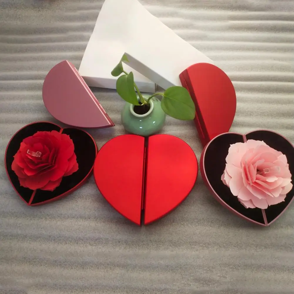 

Hot！Fashion Love Heart Shape Ring Jewelry Storage Case for Valentine's Day