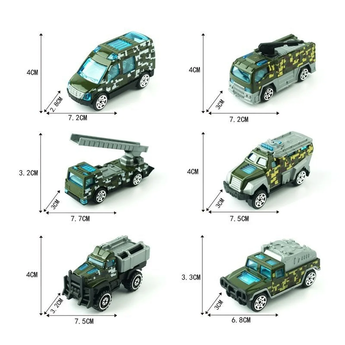 

Модель военного полицейского автомобиля из сплава, масштаб 1:64, 6 шт.