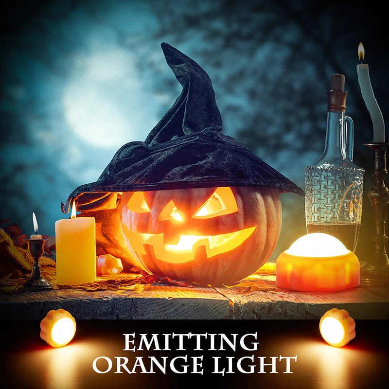 

C2 4PC Halloween Led Pumpkin Light With Remote And Timer Battery Operated Halloween Decor Bright Flickering Flameless Candle Set