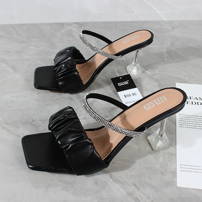 

2022 Hot Selling Female Shoes European American Style Summer One-Word Sandals For Women High Heel Open-Toe Fashion Slippers