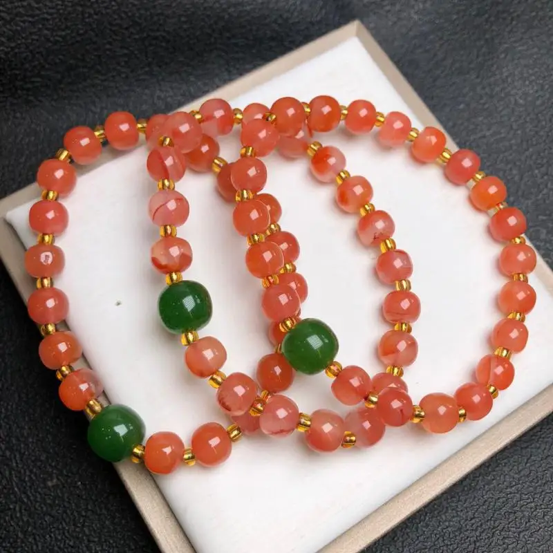 

Женский браслет из натурального Южного красного агата, 7 мм