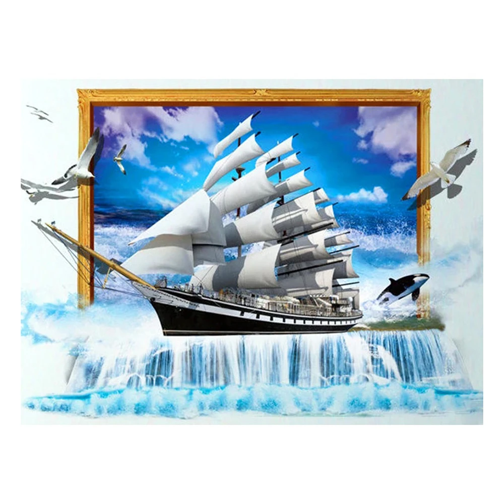 

Алмазная 5D картина LZAIQIZG, вышивка с лодки в океане, пейзаж, вышивка крестиком, украшение ручной работы для дома
