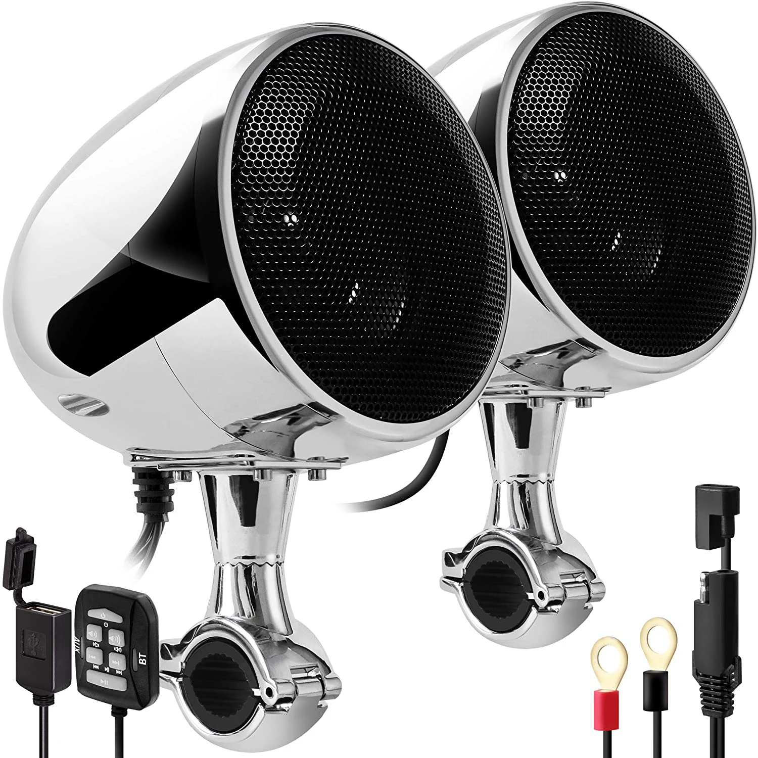 

Водонепроницаемые мотоциклетные стерео Bluetooth-радио колонки высокого класса ATV UTV аудиосистема с USB AUX MP3 300 Вт усилитель 4 дюйма