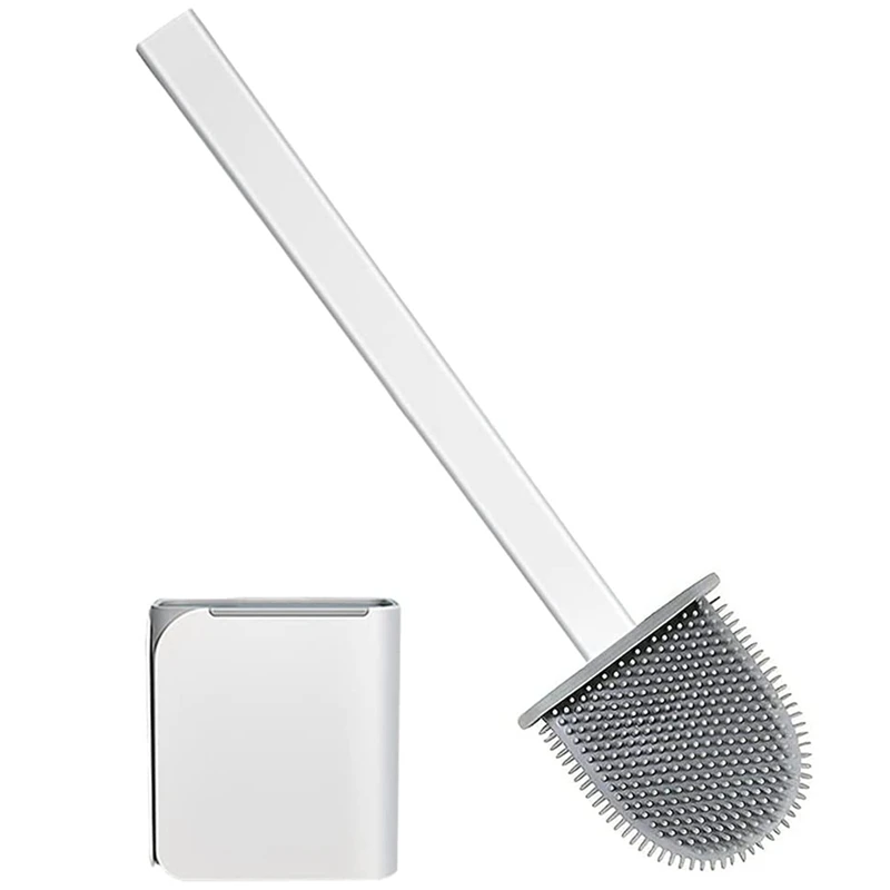 

Щетка и держатель для унитаза с прочной щетиной, длинная ручка, Глубокая очистка, силиконовая щетка для чистки углов унитаза