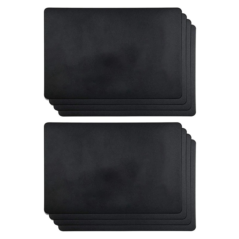 

JFBL Hot 8PCS Heat-Resistant Placemats, Artificial Leather Placemats, Waterproof, Non-Slip, Washable Kitchen Placemats, (Black)