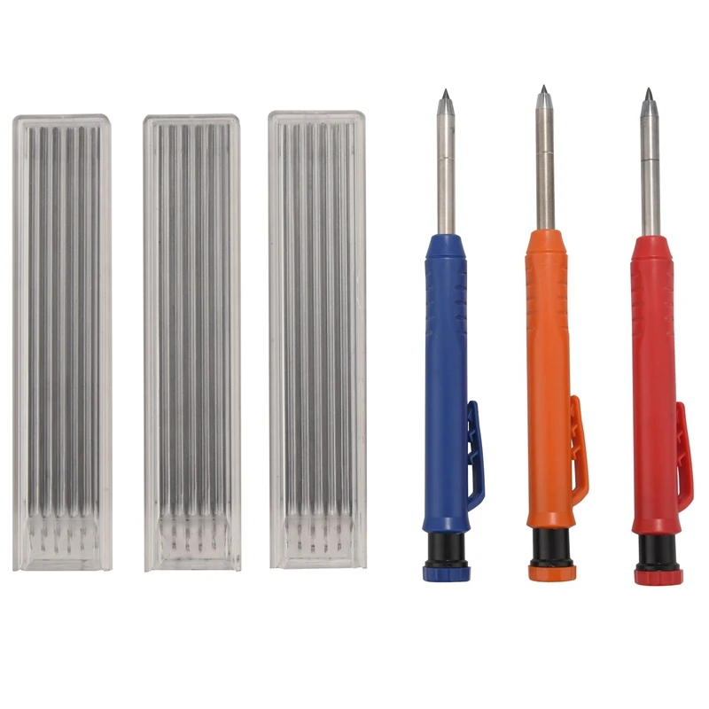 

Solid Carpenter Pencil Set Refill For Construction Built-In Sharpener Deep Hole Mechanical Marker Woodworking Tools