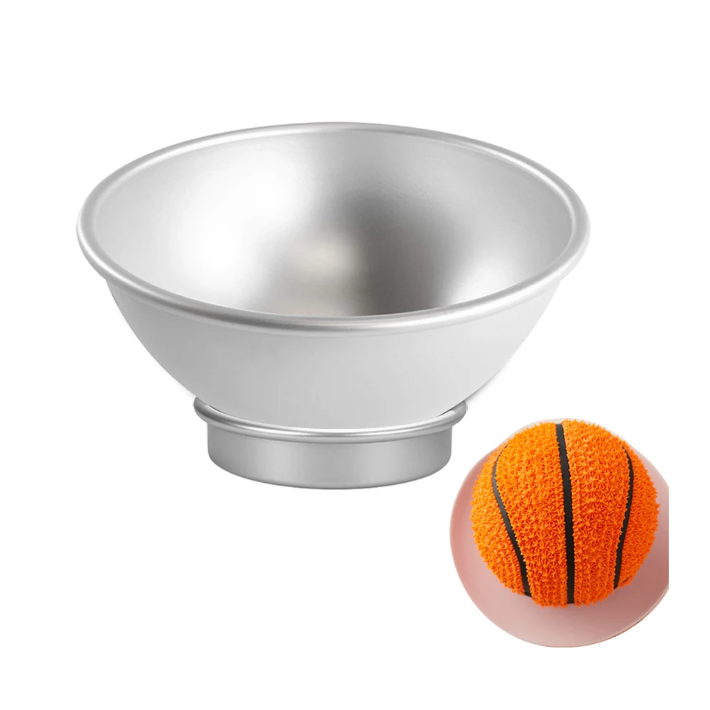 

3-D Sports Ball 6-Inch Aluminum Hemisphere Cake Pan Set Half Sphere Cake Mold Basketball/Football Baking Mold 0900
