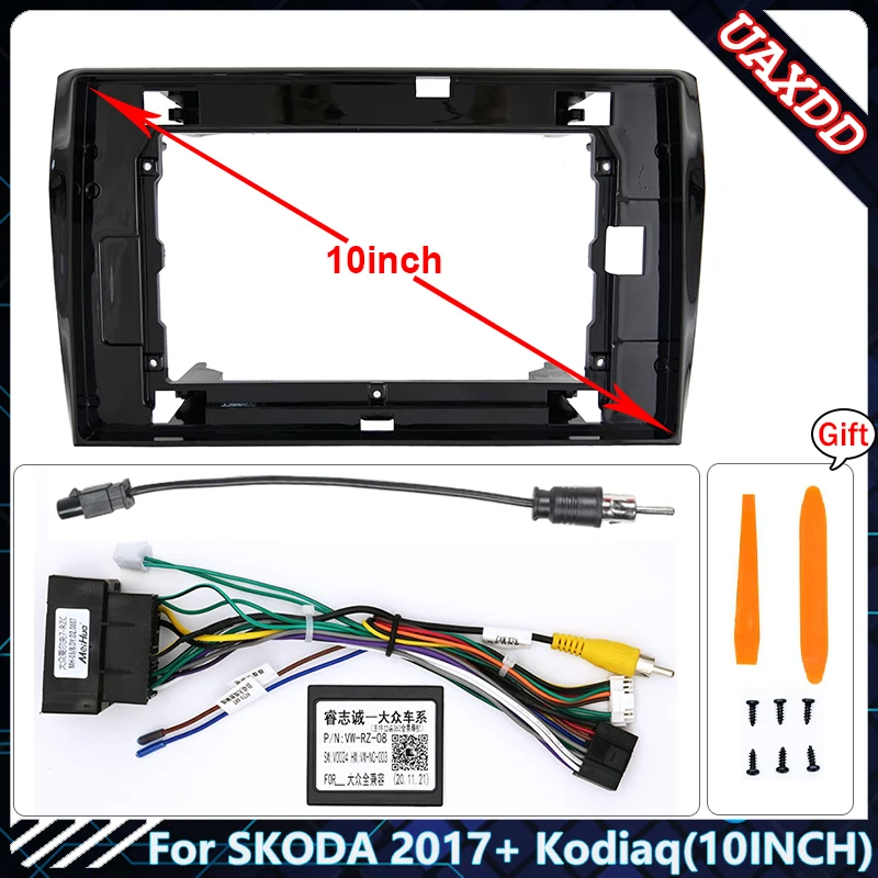 

Автомобильный радиоприемник рамка для SKODA 2017 Kodiaq 10,1 дюйма 2DIN стерео панель жгут проводов шнур питания кабель Canbus