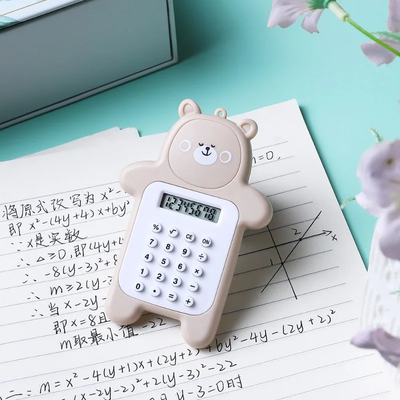 

Портативный ученический научный калькулятор в форме медведя, питание от аккумулятора для школы, учебный инструмент, мини-калькулятор