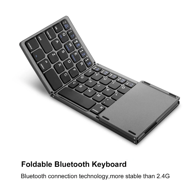 

Wireless Foldable Touchpad Keypad Portable Mini Three Folding Bluetooth Keyboard for IOS Android Windows ipad Tablet