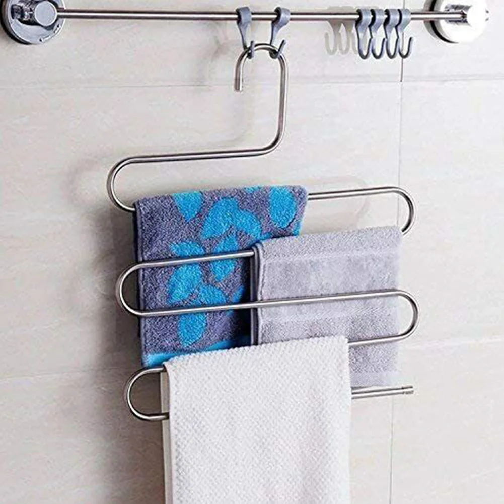 

1pc Multilayer Stainless Steel Clothes Hangers S Shape Pants Storage Hangers Clothes Storage Rack Household Storage Cloth Hanger