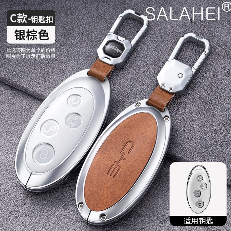 

Alloy Car Remote Key Case Cover Shell Fob For BYD Han Song Pro EV Tang Qin Plus Dmi Keyless Keychain Auto Interior Accessories