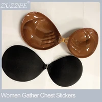 zuzzee women gather chest stickers thickened invisible bra with transparent straps reusable push up bra