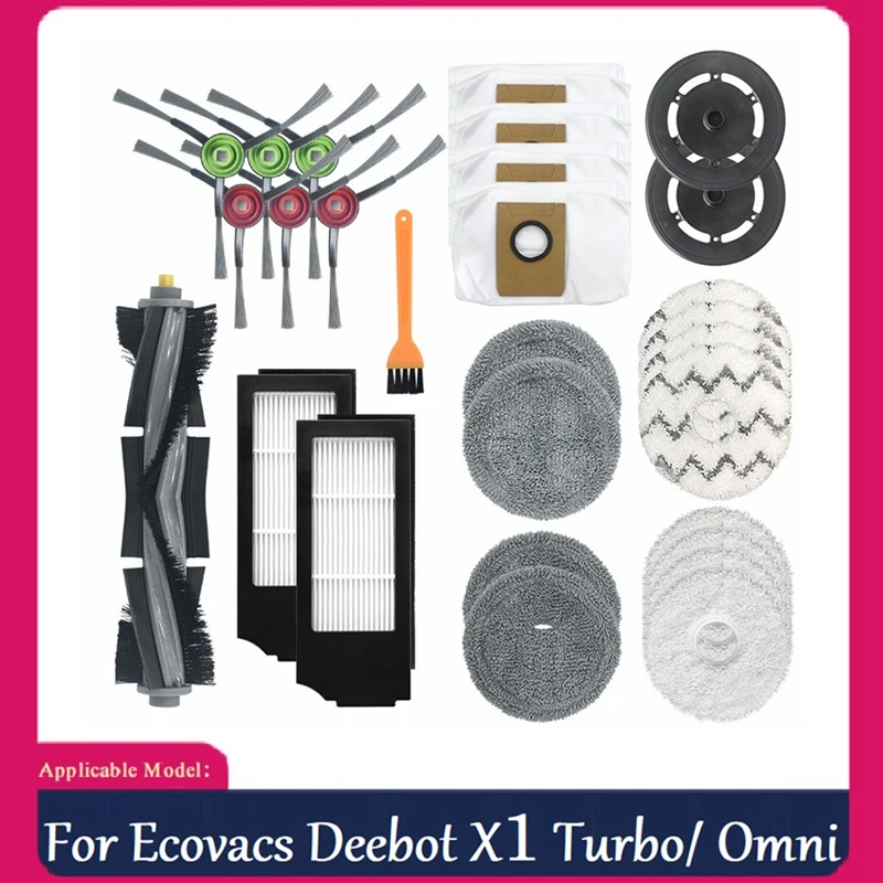 

28Pcs Replacement Kit For Ecovacs Deebot X1 Turbo/Omni Robot Vacuum Cleaner Main Side Brush Mop Cloth Filter Dust Bag