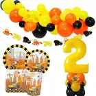 Строительный трактор, одноразовая посуда, строительные шары для мальчиков, украшение для вечерние сделай сам на день рождения, 1 упаковка