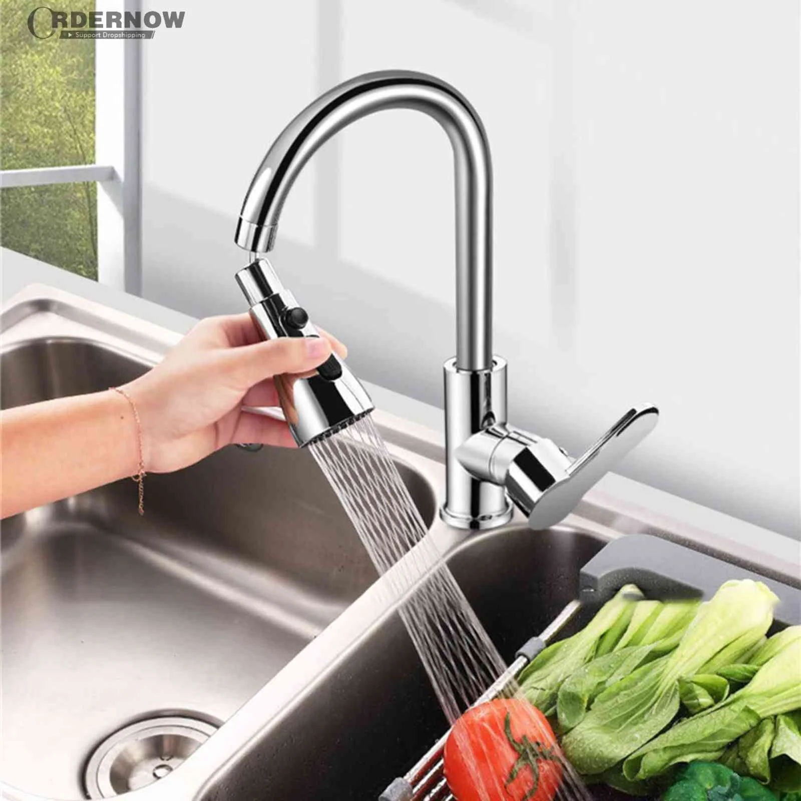 

360 Degree Rotating Sink Faucet Head Replacement 3 Modes for Kitchen Sink Spray Nozzle Faucet Head Rustproof Accessories
