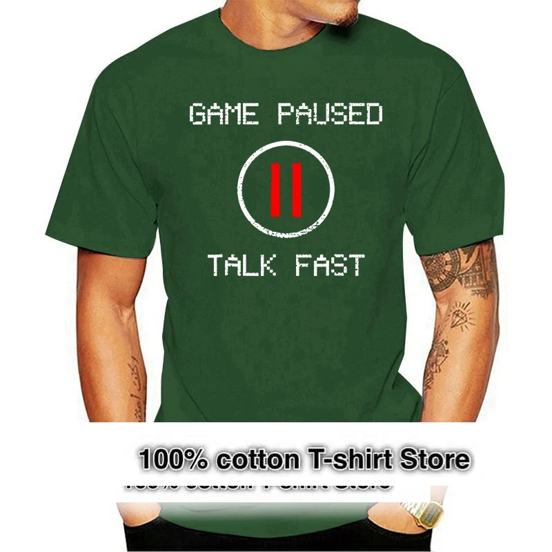 

Забавная черная футболка с надписью «Game Paused Talk Fast не мешает игроку», Размеры S 3Xl, хлопковая футболка на заказ