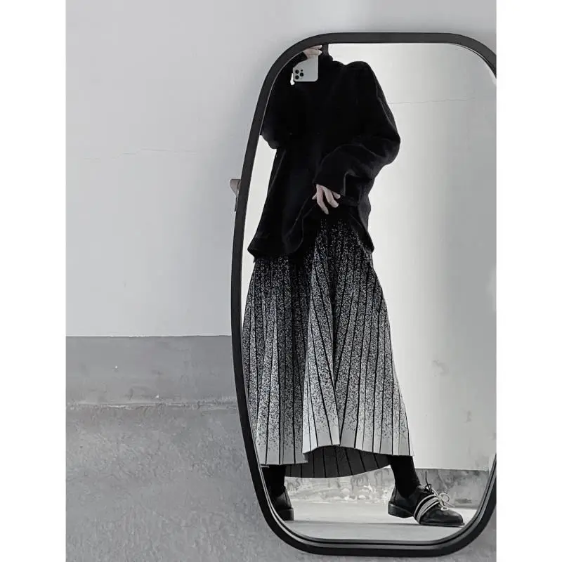 Женская вязаная плиссированная юбка с высокой талией