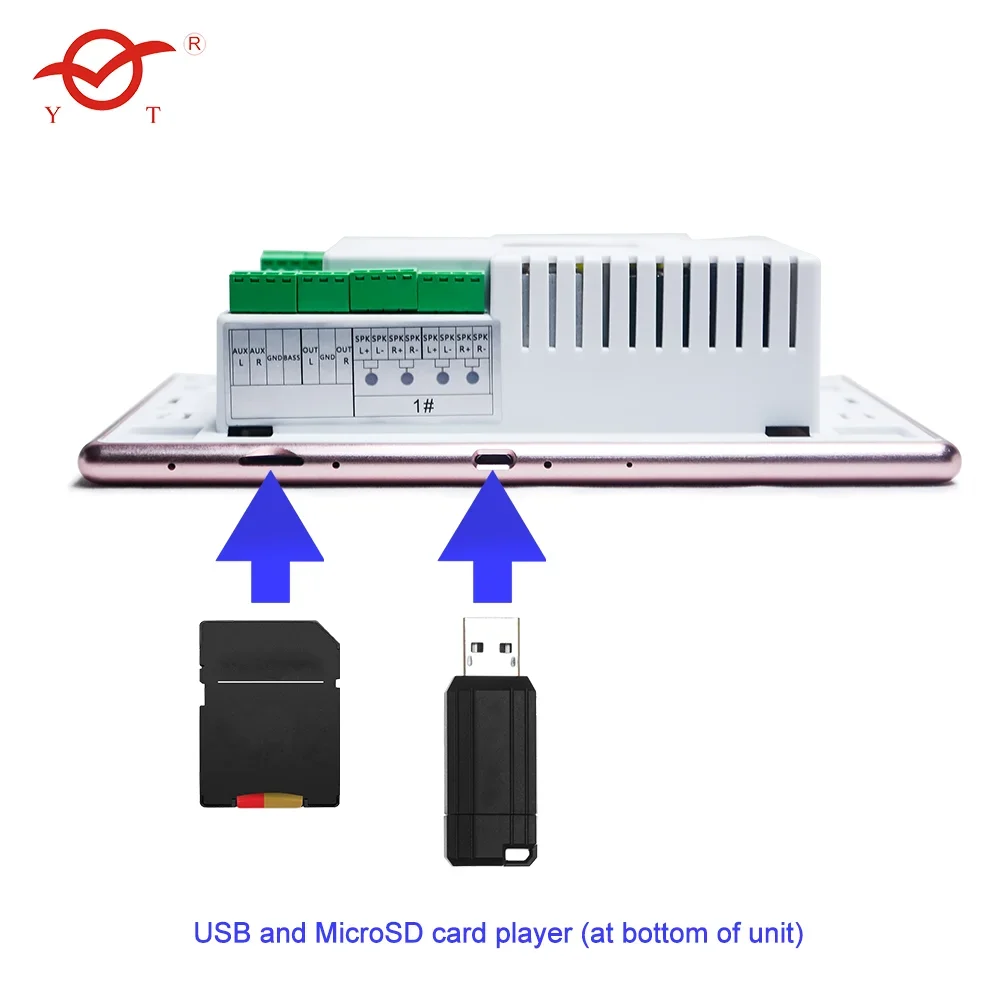 Настенный усилитель 8*25 Вт оснащен WIFI SD USB Система Android 5 1 2 зоны 7-дюймовый