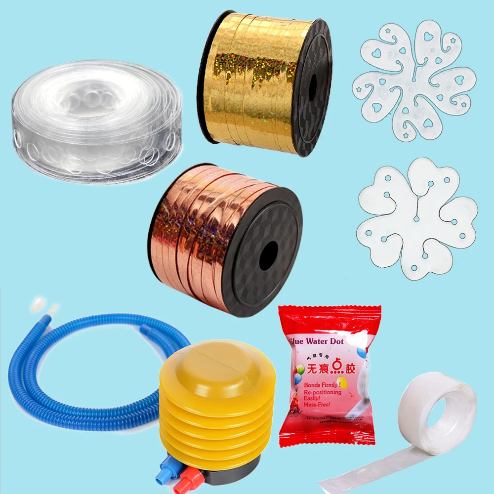 

200pcs Balloon Glue Water Dot Foot Pump 10pcs Plum Blossom Clip 90m Balloon Strap 5m Balloon Chain DIY Party Decorations