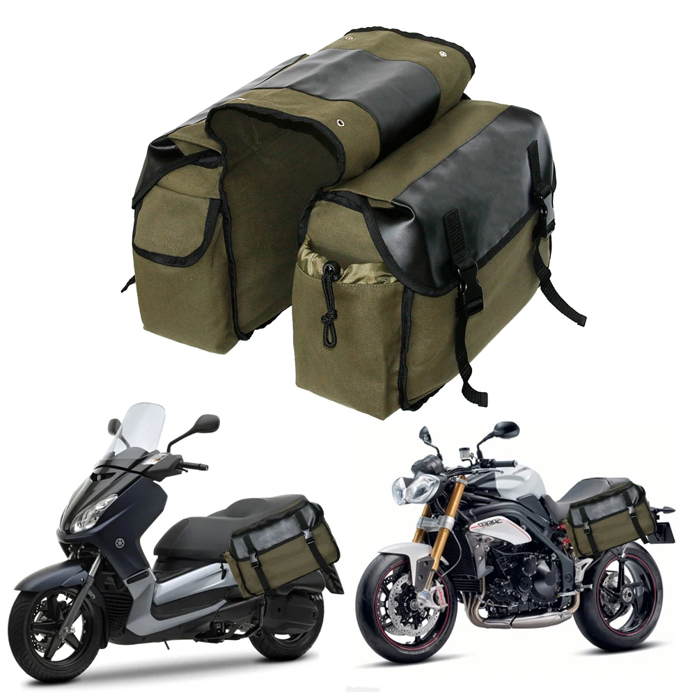 

New Upgrade Motorbike Touring Saddle Bag Motorcycle Canvas Panniers Box Mountain Road Bicycle Trunk Bags Luggage Carrier