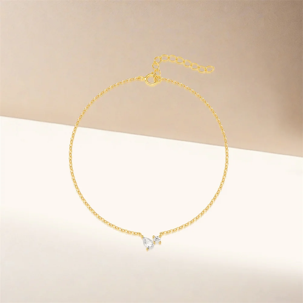 LENNIK Gold New S925 Silver Water Drop Bracelet Women Pear shaped Zircon Japanese Korean Light Luxury Cross border Jewel atacado