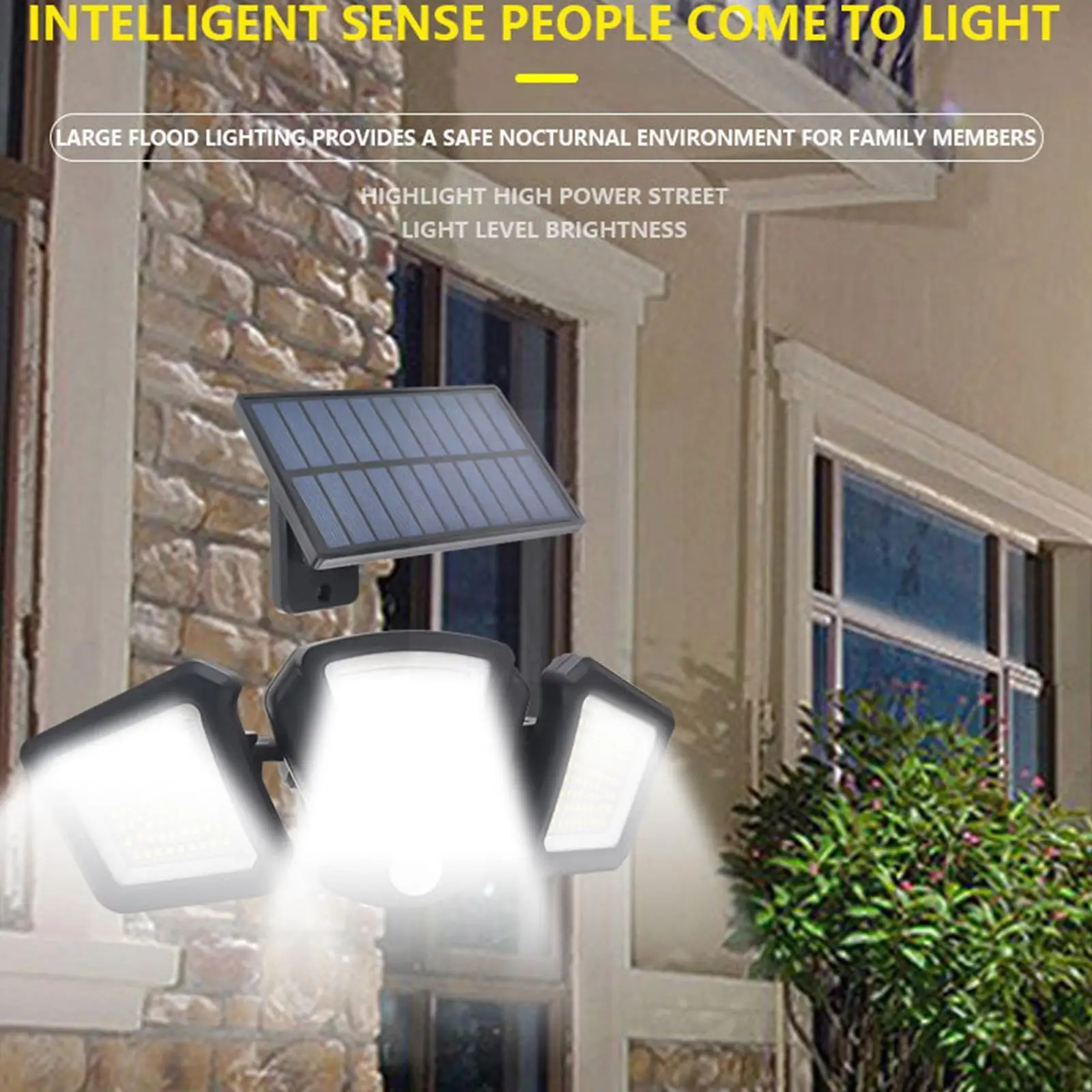 

Наружные светодиодные фонари на солнечной батарее, датчик движения, водонепроницаемая настенная лампа с 3 регулируемыми головками для теле...