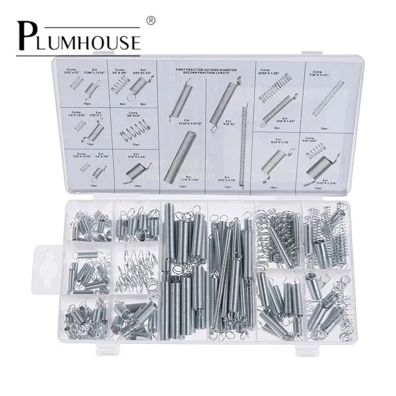 

200pcs/set Springs Storage Box Accessories Extension And Compression Coil Portable Hardware Tool Spring Set Metal Steel Assorted